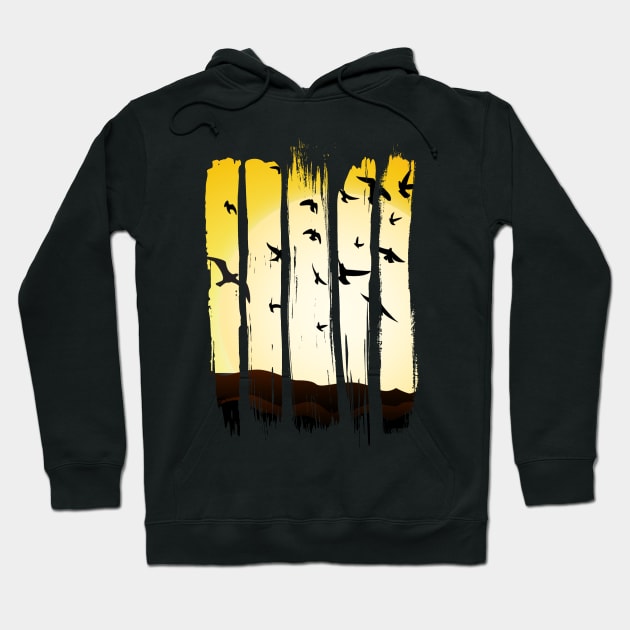 Silhouette of flying birds Hoodie by simbamerch